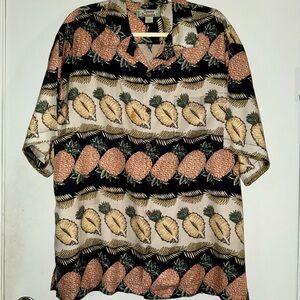 Mens Tommy Bahama 100% Silk Hawaiian Pineapple Shirt * Large * Vacation Cruise